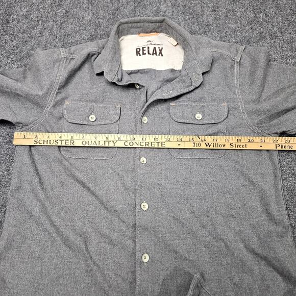 Tommy Bahama Button Up Shirt Medium Gray Relax Long Sleeve 100% Cotton MidWeight - Picture 6 of 8